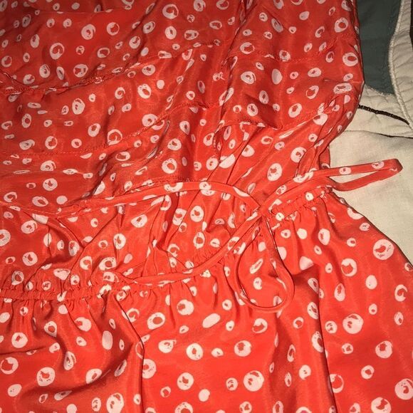 Julian Taylor 🍊 bright orange and white polka dots ruffled womens dress size 6 - Picture 8 of 11